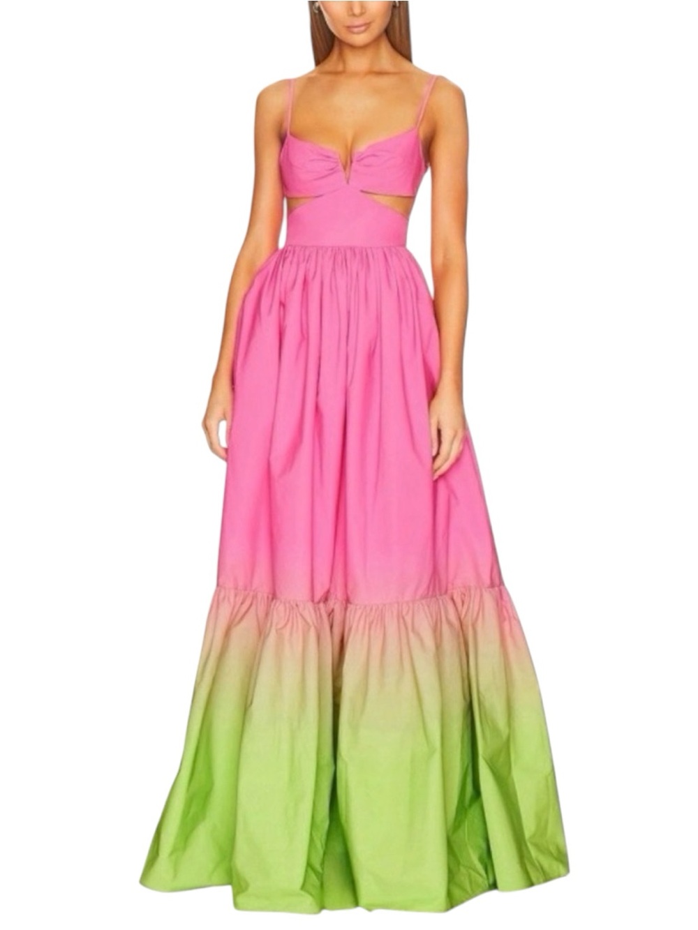 NWT SAU LEE Nova Gown Maxi Chartreuse Ombre Dress Size 4